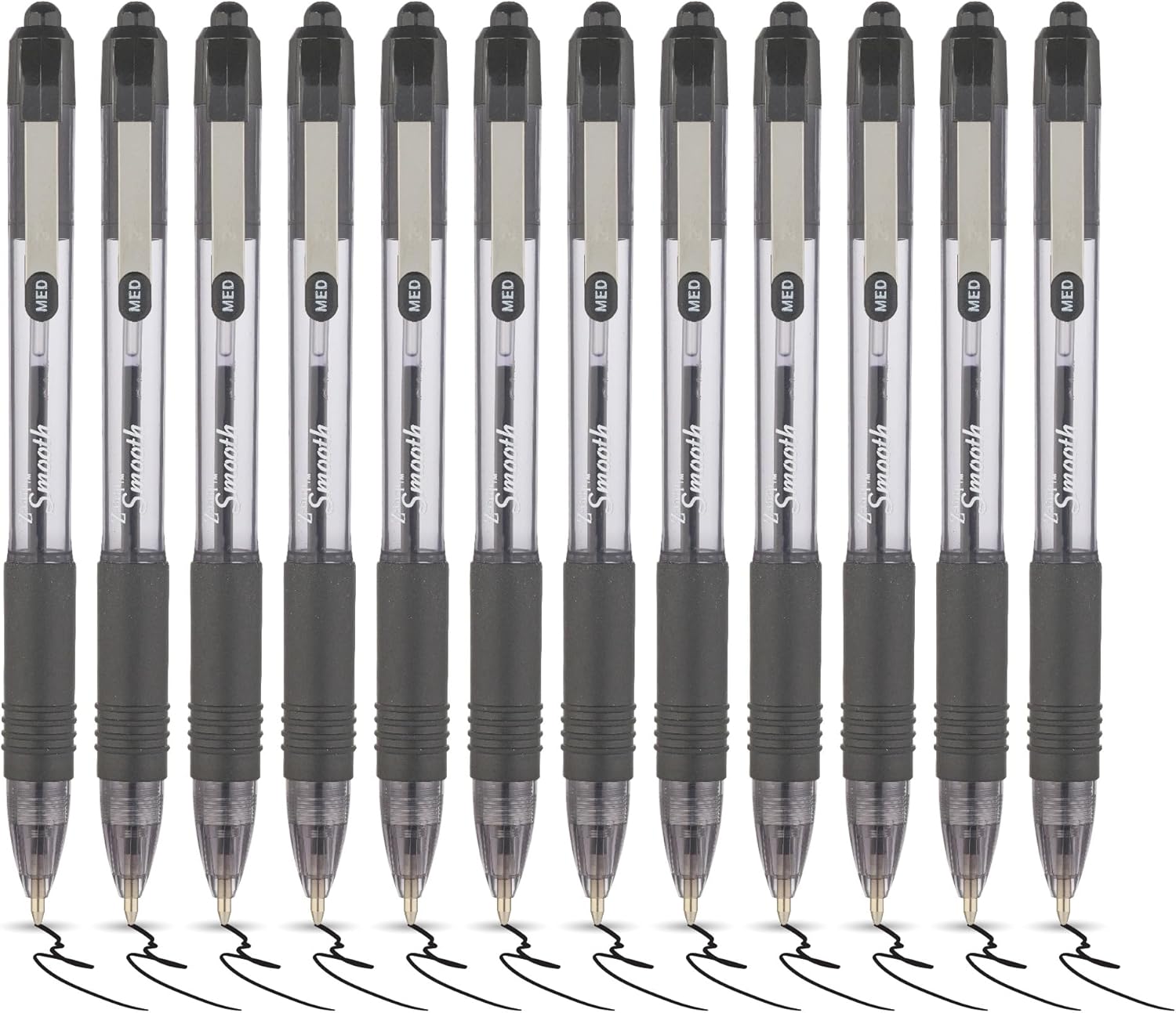 Zebra Pen Z Grip Black Pens Ballpoint, Smooth Writing Ballpoint Pens with Pocket Clip, Retractable Black Ink Ballpoint Pens, Reliable Black Biro Pens Multipack for Everyday Use - Medium Point, 12pk