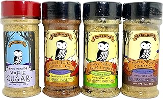 Maple Seasonings - Box of 4 Jars of Pure Maple Sugar and Spices For Cooking, Grilling and Baking - Perfect Vermont Gift - From Barred Woods Maple Products