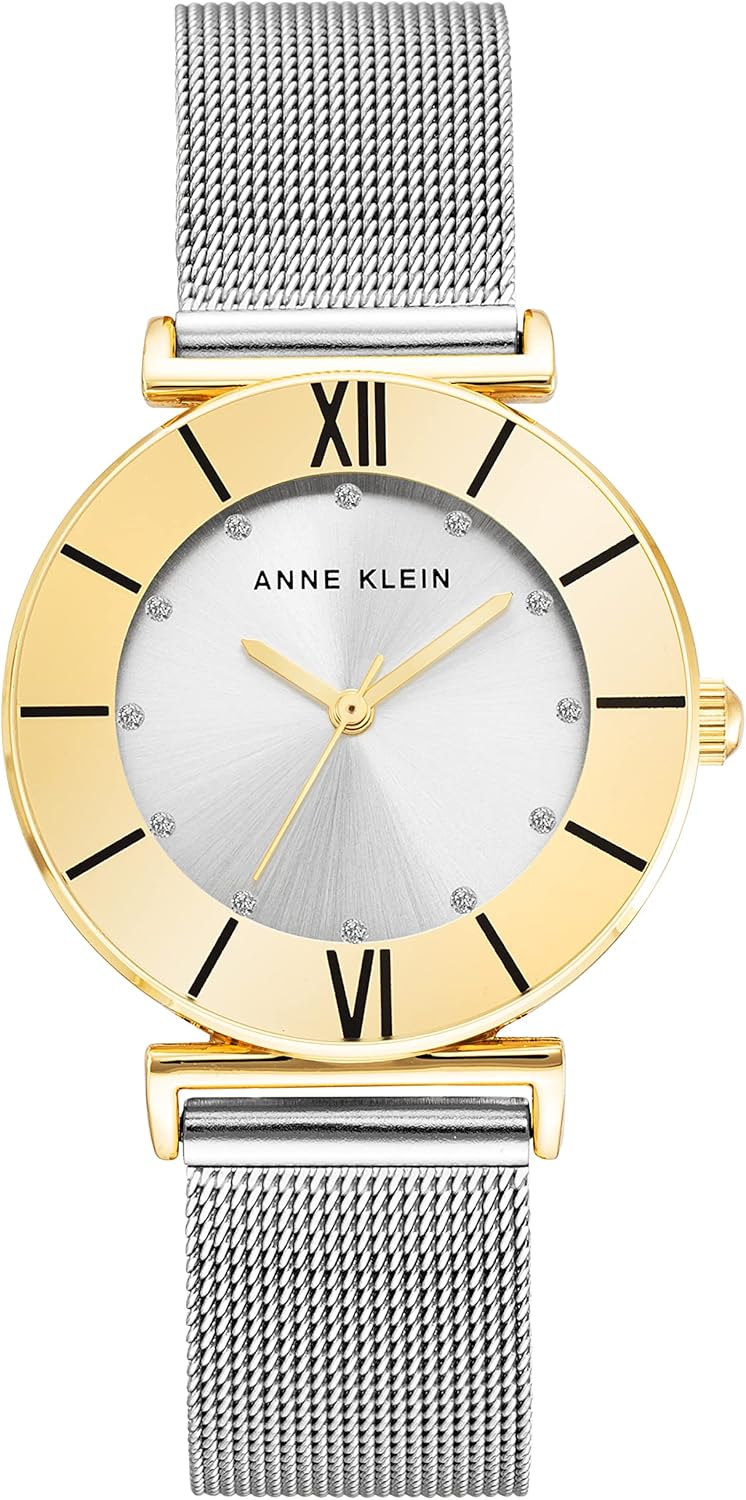 Anne Klein Women's Glitter Accented Mesh Bracelet Watch