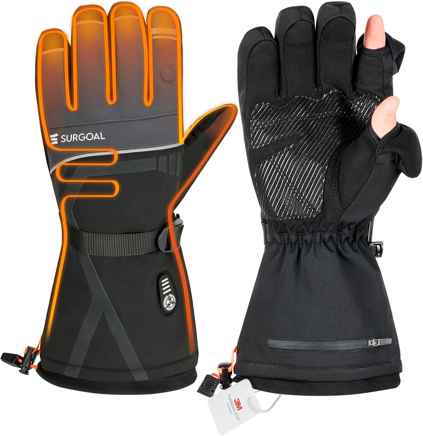 Rechargeable Heated Gloves -2.5-Hour Fast Charging for Men Women, Heated Work Gloves, PU Waterproof & Touchscreen, Camping, Fishing, Hunting & Motorcycle