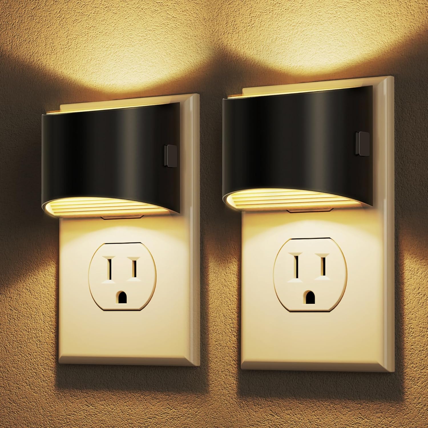 DORESshop LED Night Light[2 Pack], Night Lights Plug into Wall, 3 Level Brightness Adjustable Plug in Night Light, Dusk to Dawn Sensor, Nightlights for Adults, Bedroom, Bathroom, Hallway, 3000K