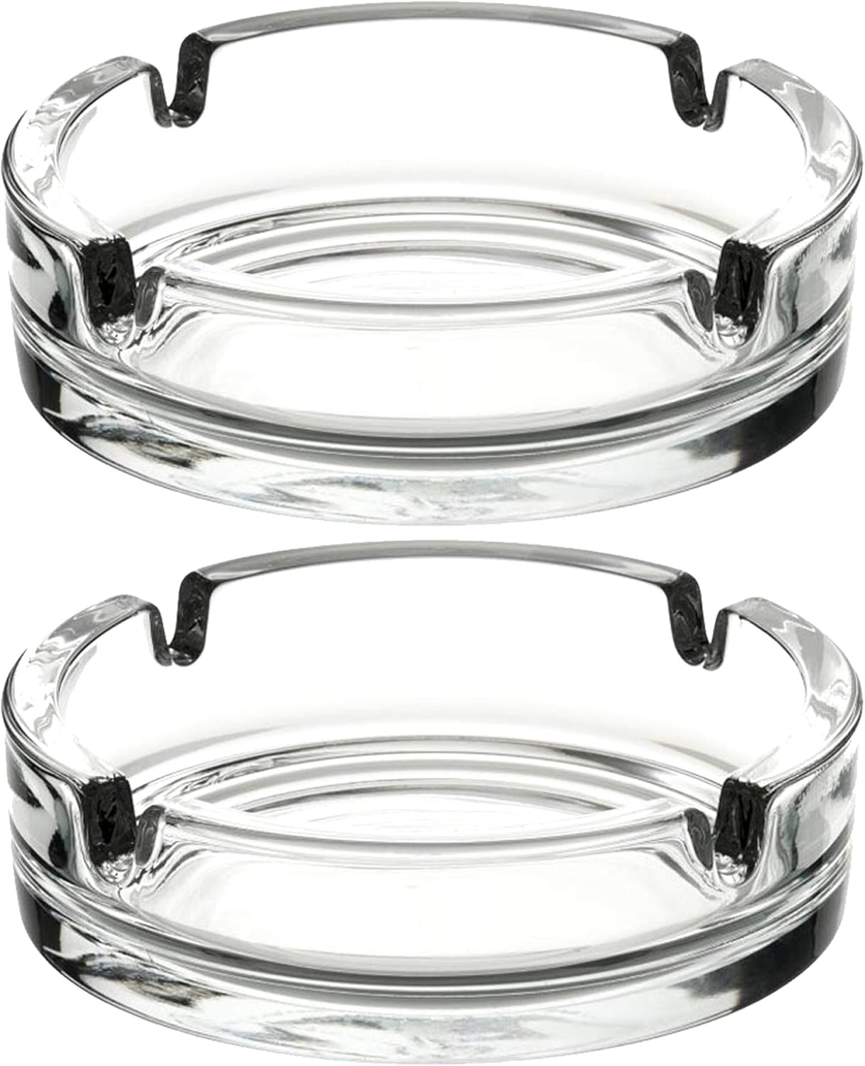 Fargus Glass Ashtrays for Cigarettes, Portable Decorative Modern Ashtray for Home Office Indoor Outdoor Patio Use, Fancy Cute Cool Ash Tray, Pack of 2 (Clear)