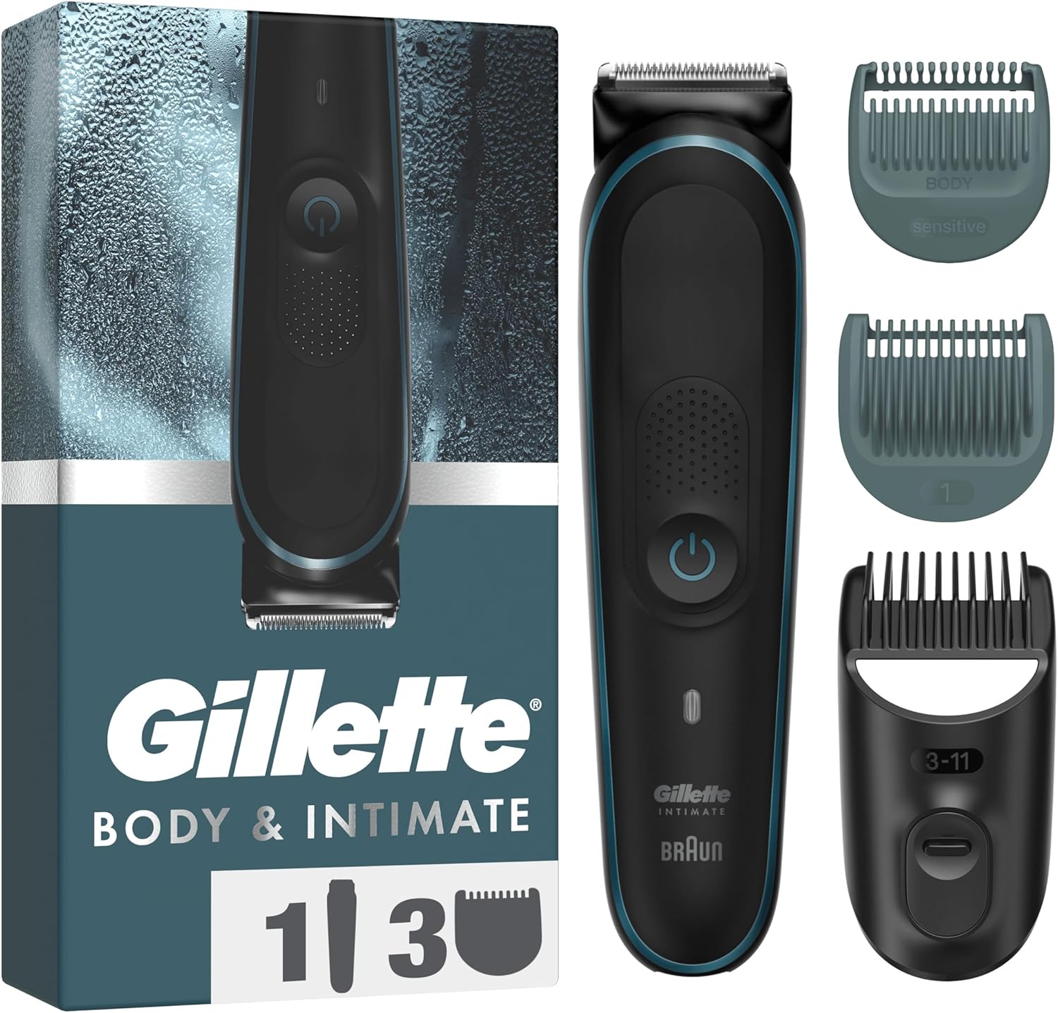 Gillette Intimate Trimmer i5, Mens Body Groomer with Lifetime Sharp Blades, Pubic Hair & Ball Trimmer for Men, Waterproof Body Shaver, Wet/Dry Use.