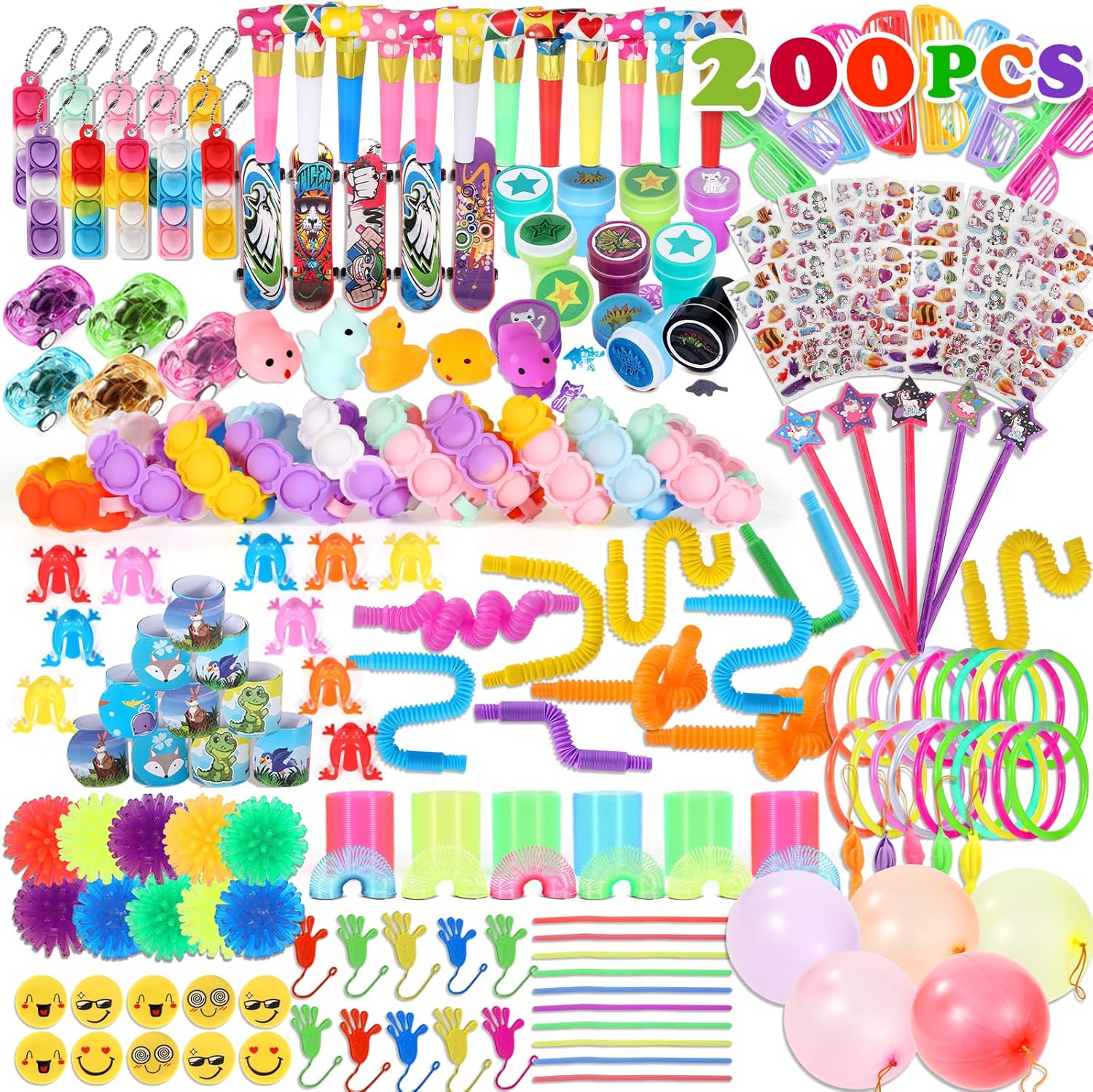 OGNI ORA 200 PCS Party Bag Fillers for Kids, Assortment Toys Pack for Boys Girls, Classroom Prizes Rewards Goodie Loot Bag Fillers, Birthday Party Christmas Stocking Gift Favours