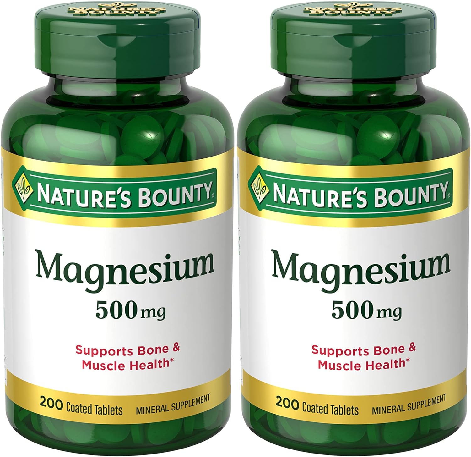 Nature's Bounty 500mg Magnesium for Bone & Muscle Health, Twin Pack of 400 Tablets