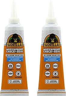 Gorilla Waterproof Caulk & Seal 100% Silicone Sealant; White; 2.8oz Squeeze Tube (Pack of 2)
