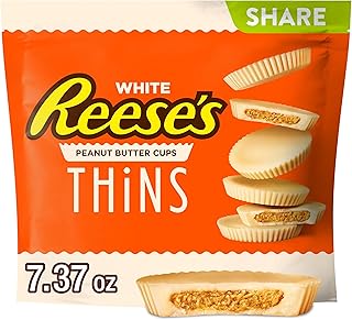 REESE'S THiNS White Creme Peanut Butter Cups, Candy Share Packs, 7.37 oz (8 Count)