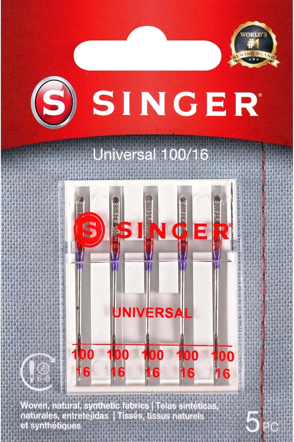SINGER 04741 Regular Point Needles, Size 100/16, 5 Count