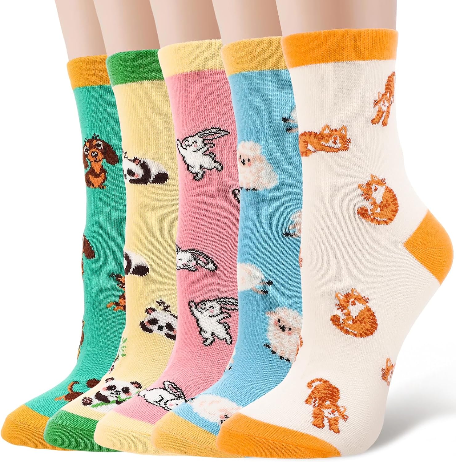 5 Pairs Women's Animal Socks Novelty Cotton Crew Socks UK 3-7 | Soft Cotton Blend, Breathable Comfort, Funny Gift for Women, Casual Wear and Everyday Outfits