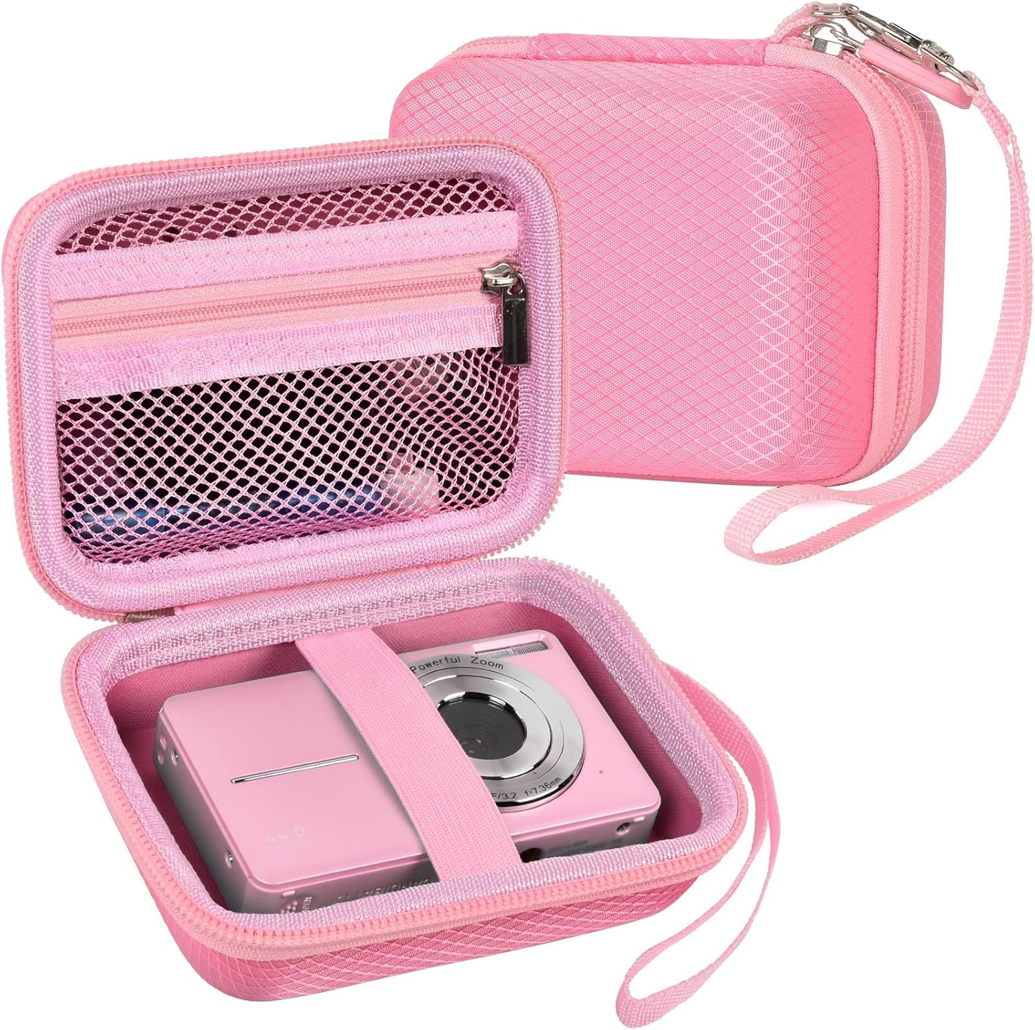 Digital Camera Case for CAMKORY for Kodak Pixpro fz45 for VAHOIALD for IWEUKJLO for Nsoela Kids Video Camera Storage Holder for AbergBest for Polaroid for Canon and SD Card and Cable-Pink(Box Only)