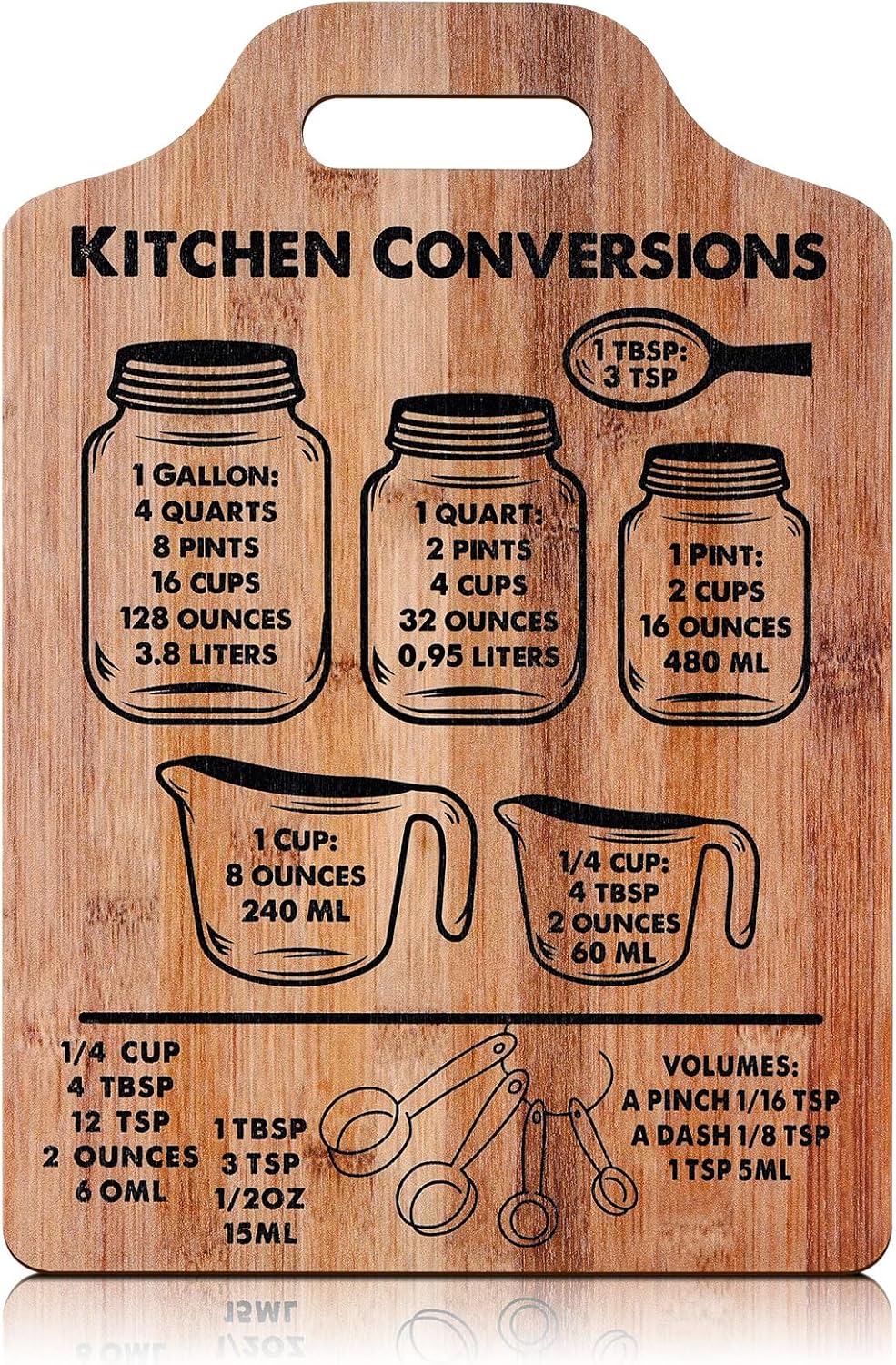 Rustic Kitchen Conversion Chart Wooden Wall Art Decor Measurements Conversion Chart Decorative Sign Kitchen Cooking Gadgets Baking Cooking Gifts for Women, 11.81 Inch