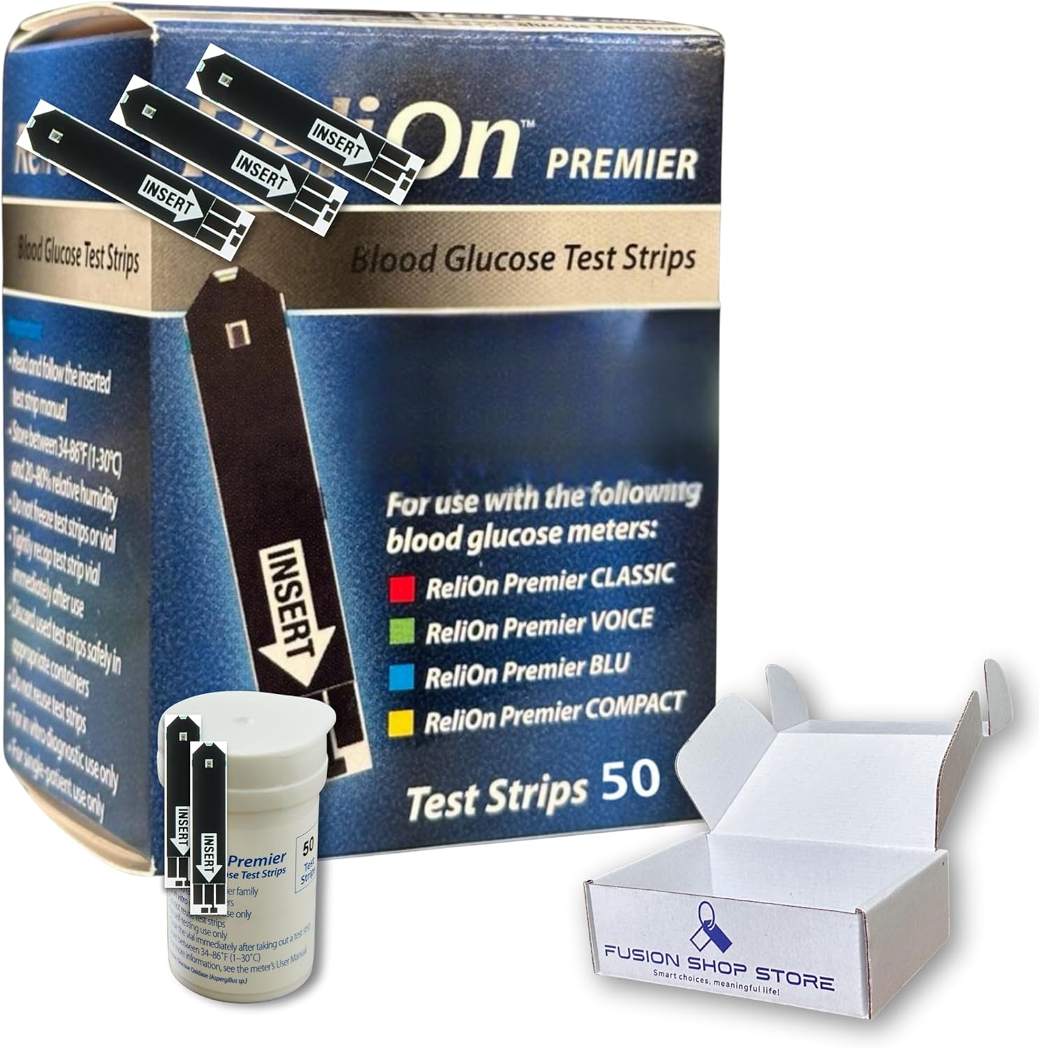Premier Test Strips - Blood Glucose Test Strips, 50ct (Pack of 1), Boxed by Fusion Shop Store