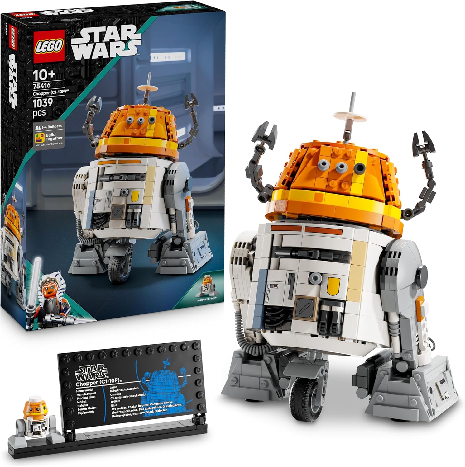 LEGO Star Wars 75416 Chopper (C1-10P) Astromech Droid Figure - Building Toy with Lever-Activated Head Movements, Detachable Arms & Centre Wheel - Gift for Ahsoka Fans, Boys & Girls Aged 10+