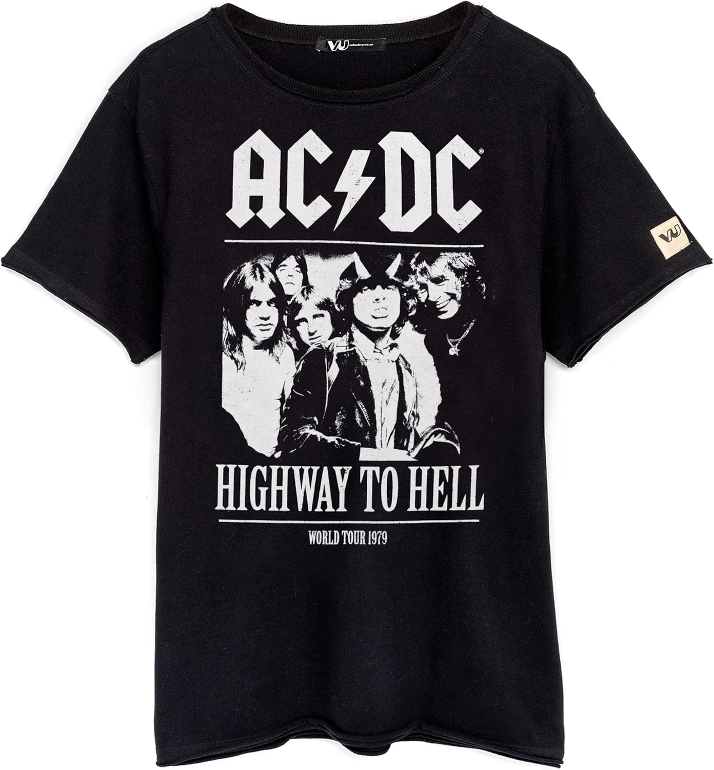 AC/DC T-Shirt Unisex Black Short Sleeve Rock Band Black Tee | Distressed Music CD Gifts Merchandise