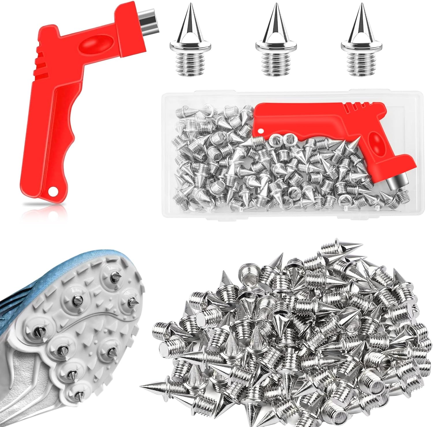 90PCS Track Spikes，1/4 Inch Stainless Steel Track and Cross Country Spikes with Spike Wrench, Replacement Spike for Sprint Sports Short Running Shoes