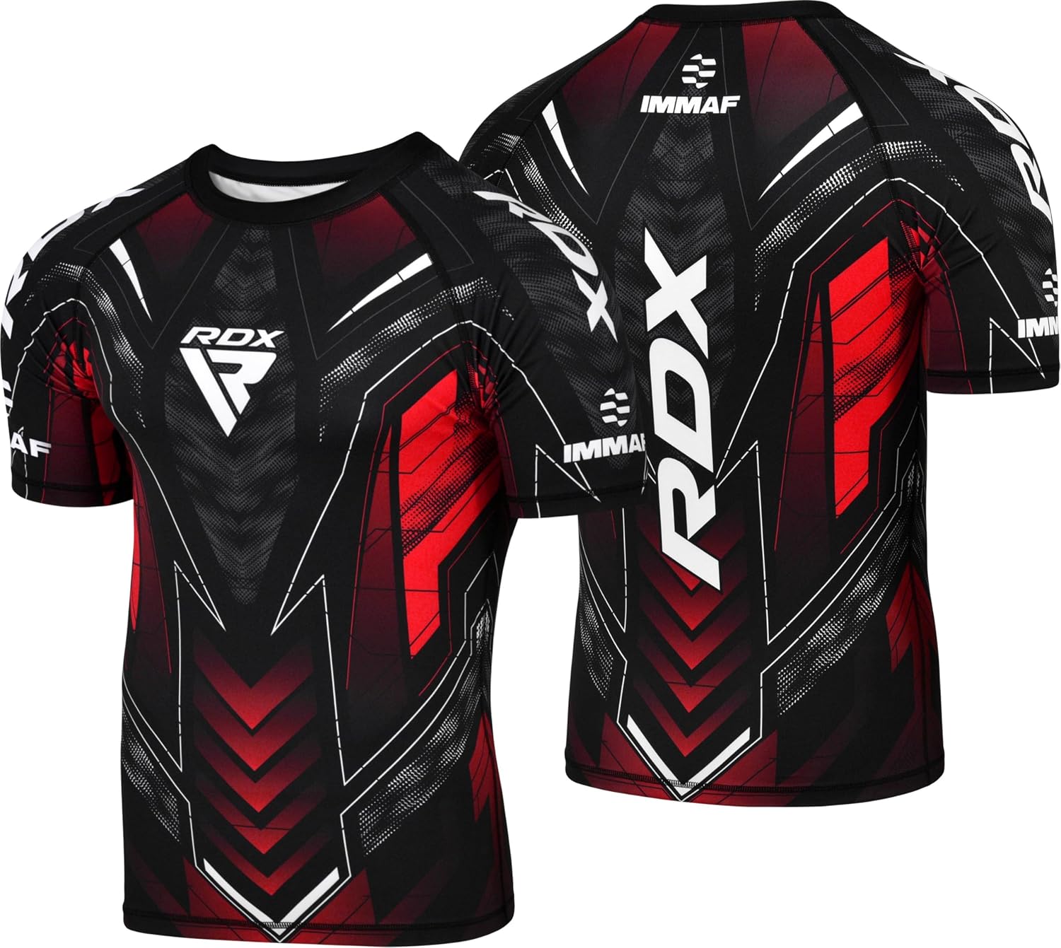 RDX IMMAF Approved Half Sleeves Compression T-Shirt, Flexible Men Adults & Kids Shirt for Competition Level and Training Sessions, Athletic Fit Breathable Top for MMA Muay Thai Kickboxing Sparring