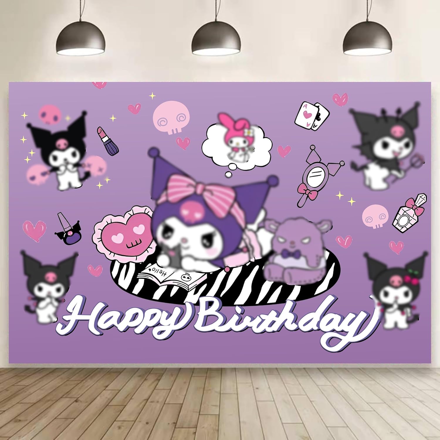 Kawaii Birthday Decorations Happy Birthday Banner Backdrop for Kids Birthday Party Supplies (5x3ft)