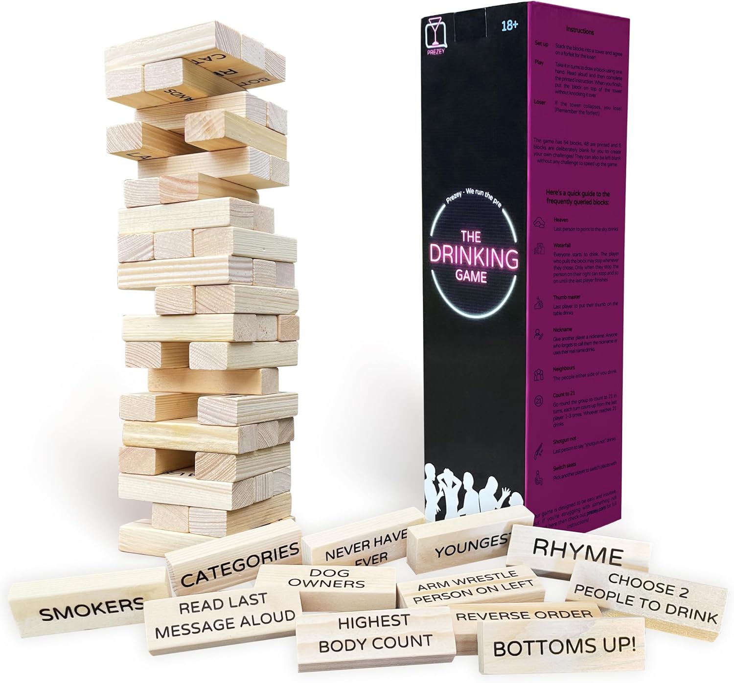 Prezey Fun Party Drinking Games For Adults, Students, Couples - Hen & Stag Do - Two Games in One
