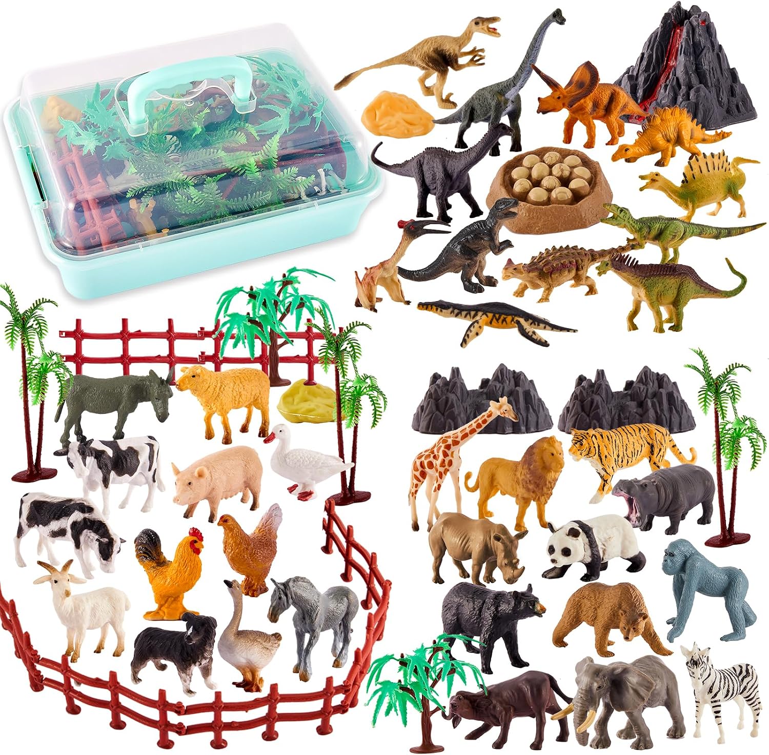 TOEY PLAY 3 in 1 Animals Toys, Farm Animals, Dinosaur Toy for 3+ Kids Boys