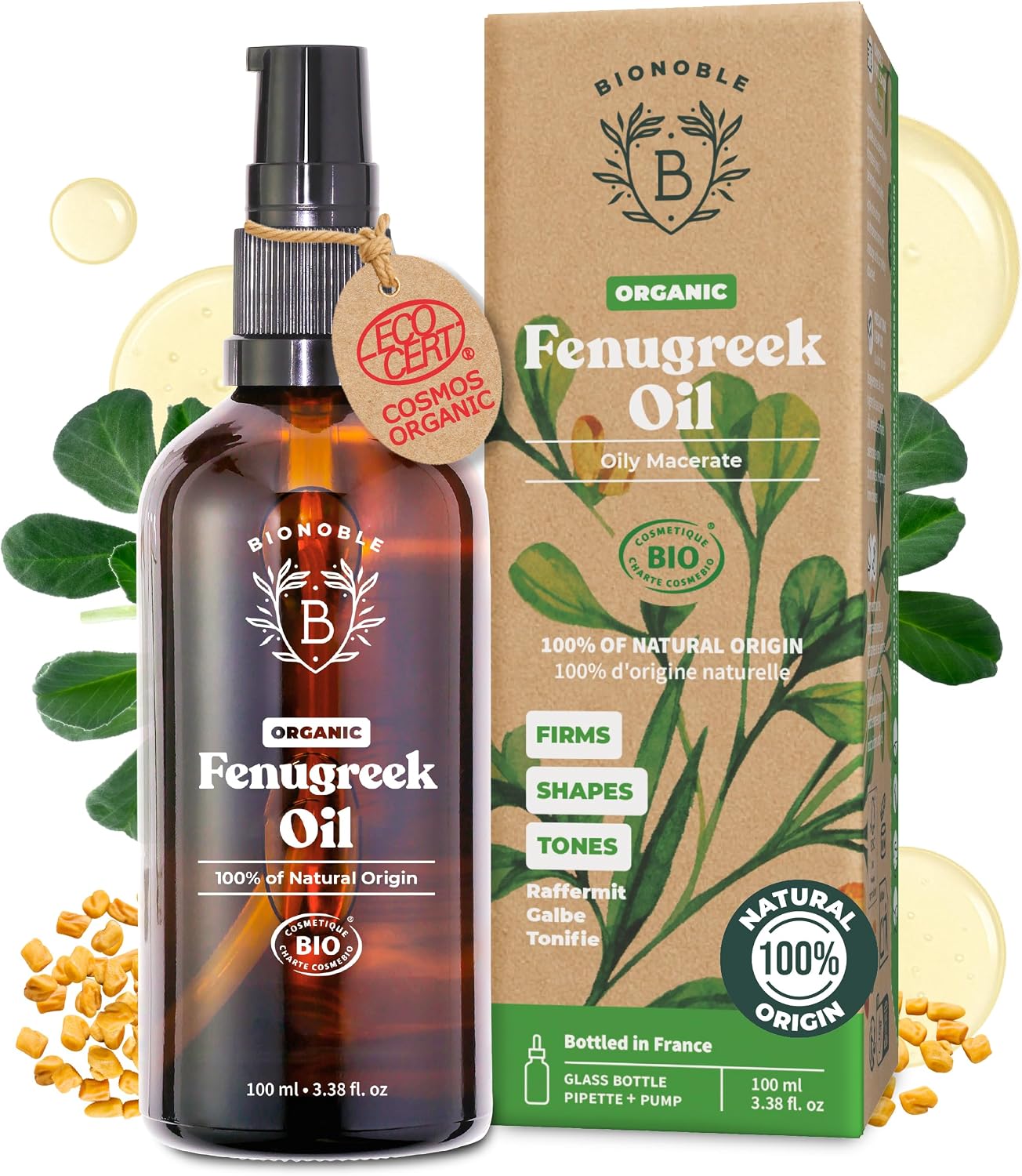 BIONOBLE Organic Fenugreek Oil for Breast Enlargement, Buttocks - 100ml