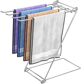 Kitchen Towel Holder Stand, 4-Arm Dish Towel Holder Countertop Hand Towel Holder for Bathroom, Free Standing Hand Towel Stand Washcloth Dish Cloth Drying Rack, Z-Shaped Folding Hanging Towel Bar Stand