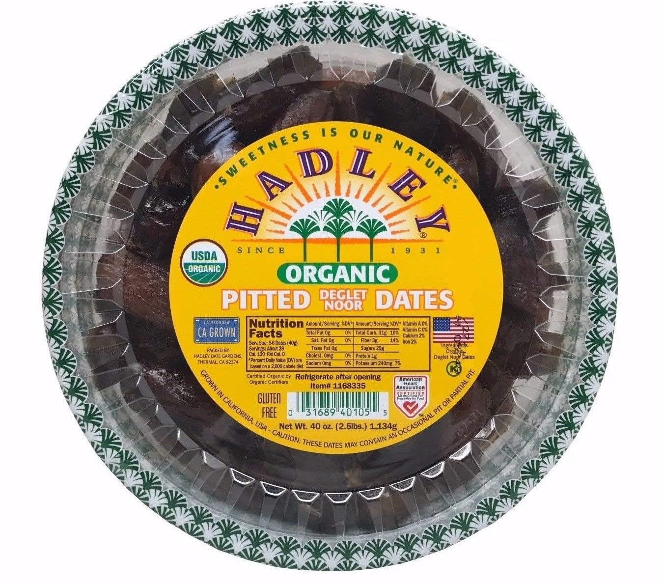 Hadley Organic Pitted Dates California Grown Deglet Noor, 40 Ounce (2 Pack)