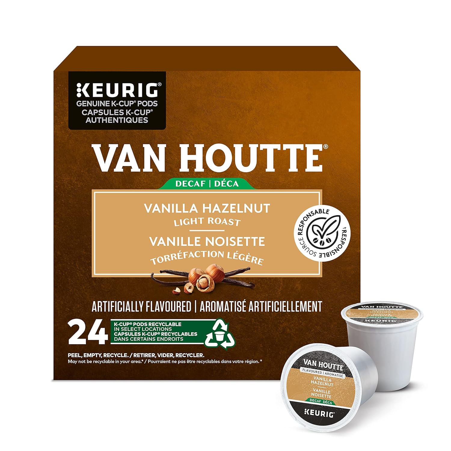 Van Houtte Vanilla Hazelnut Decaf K-Cups, 24-Count, 8.46 Oz