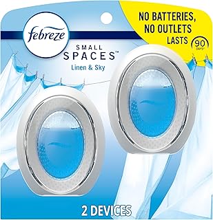 Febreze Small Spaces Air Freshener, Linen & Sky, Odor Fighter for Strong Odors (2 Count)
