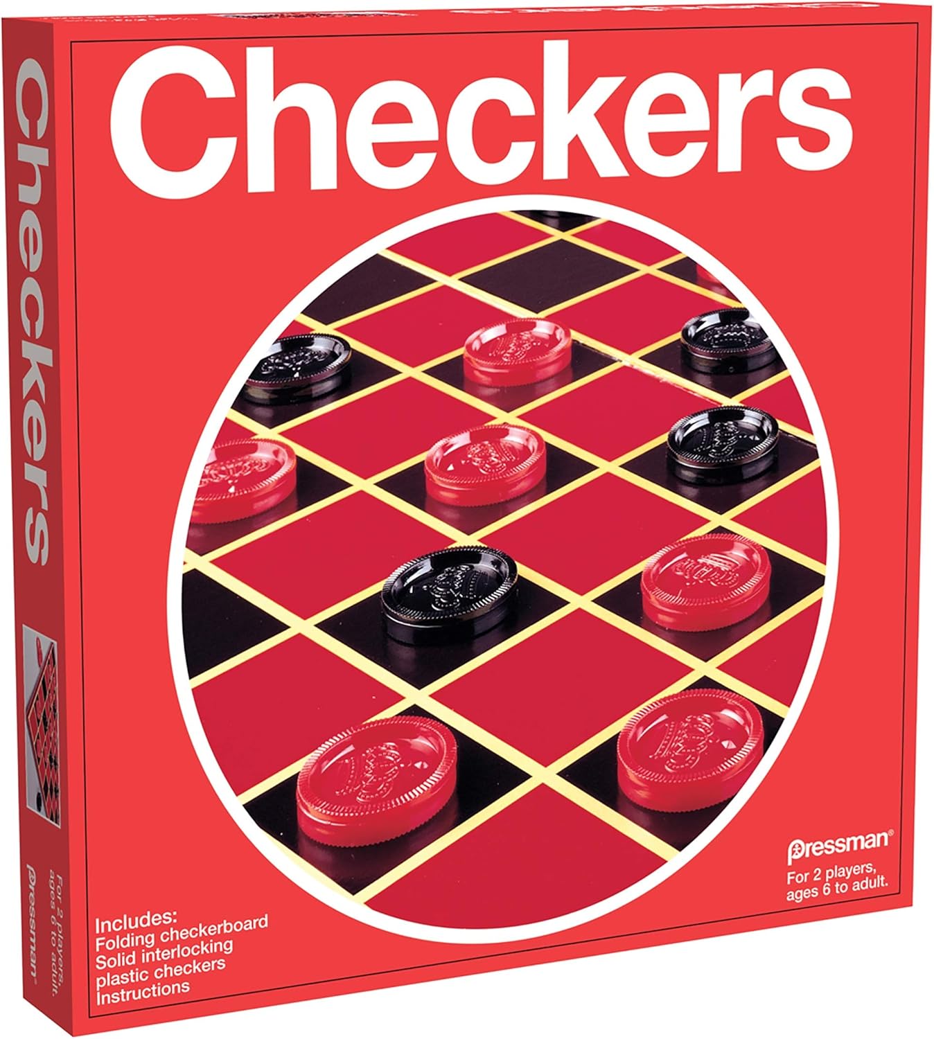 Pressman Checkers -- Classic Game With Folding Board and Interlocking Checkers ,5"
