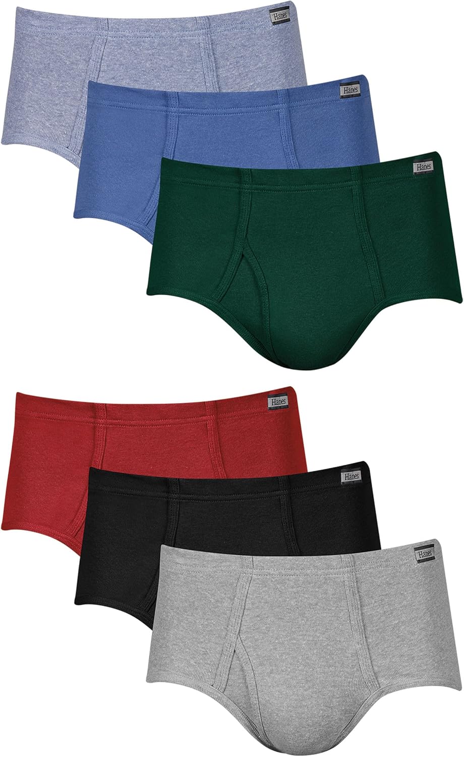 Hanes Pack, 6 Pairs, Cool & Breathable Cotton Briefs, Moisture-Wicking Underwear for Men