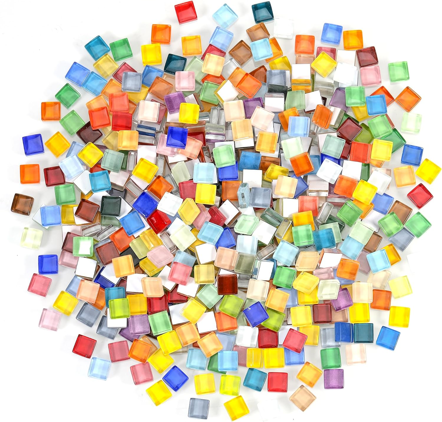 1kg Square Crystal Mosaic Tiles, Mixed Color Mosaic Tile for DIY Handmade Crafts, 1 x 1 cm, Tiny Mini Mosaic Kits for Bathroom, Living Room, Kitchen, Home Decoration