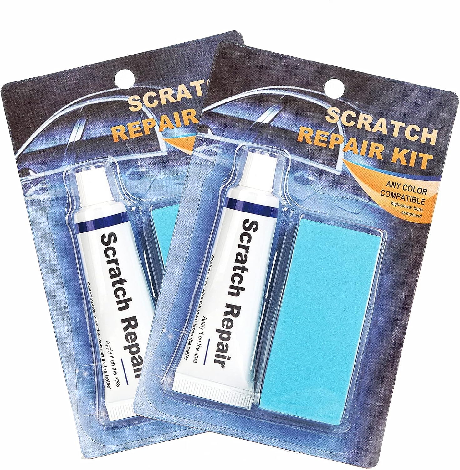 Car Scratch Repair Kit, Auto Maintenance Wax Polishing Grinding Paste Paint Care Set, Care Grinding Polishing Restorer Liquid with Sponge (B-1) (B-2)