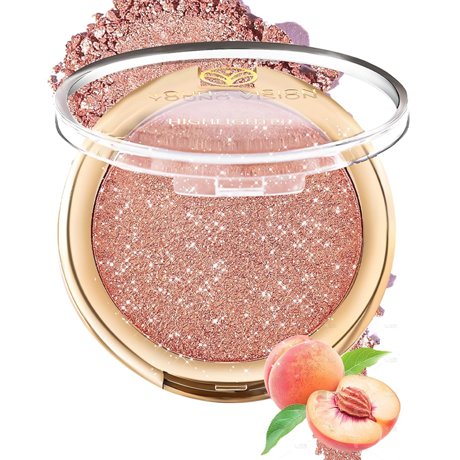 YOUNG VISION Pressed Powder Highlighter, Rose Gold Luminous Shimmer Glow