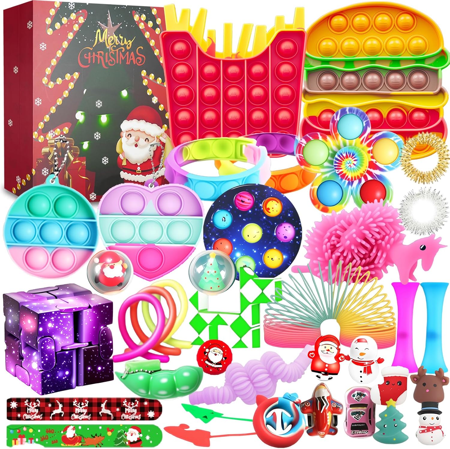 vita dennis Christmas Fidget Advent Calendar 2025 with 36 Pcs Fidget Toys for Kids and Adults, Sensory Stress Reliever Toy for Anxiety ADHD, Squeeze Toy Family Games Holidays Party Gift Box Set (S)