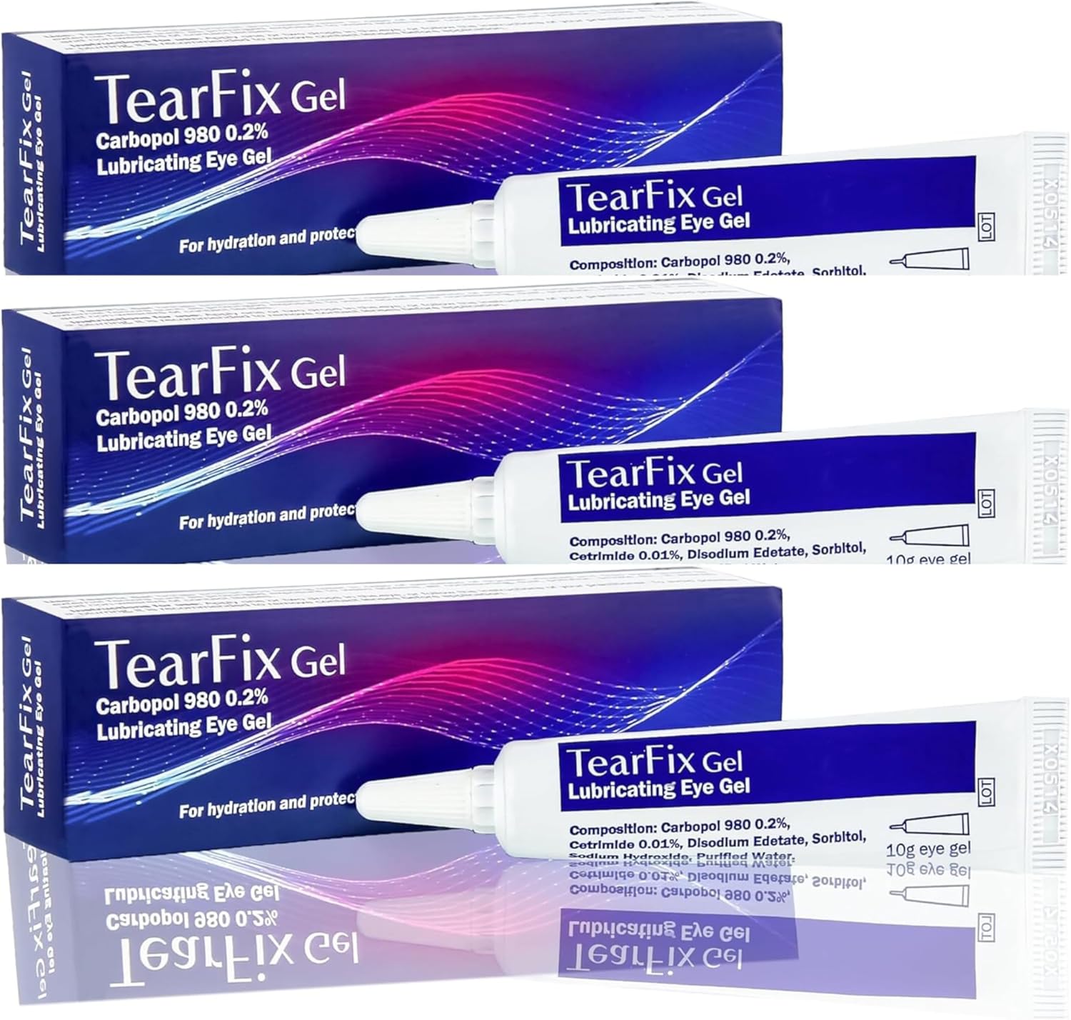 3 Pack TearFix Carbopol 980 0.2% Lubricating Eye Gel | Eye Gel Drops for Irritated, Tired & Dry Eyes (3 Pack)