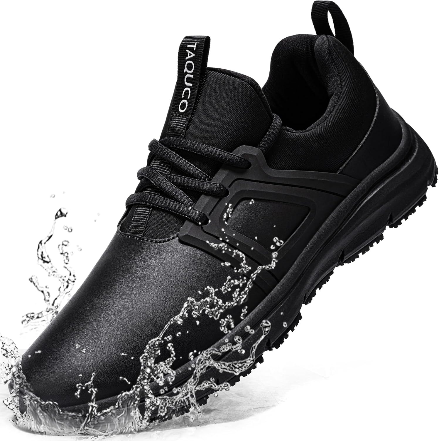 Non Slip Work Shoes for Mens Slip On Sneakers Waterproof Chef Kitchen Shoe Comfortable Slip Resistant Restaurant Footwear Hombre Zapatos de Trabajo, Black