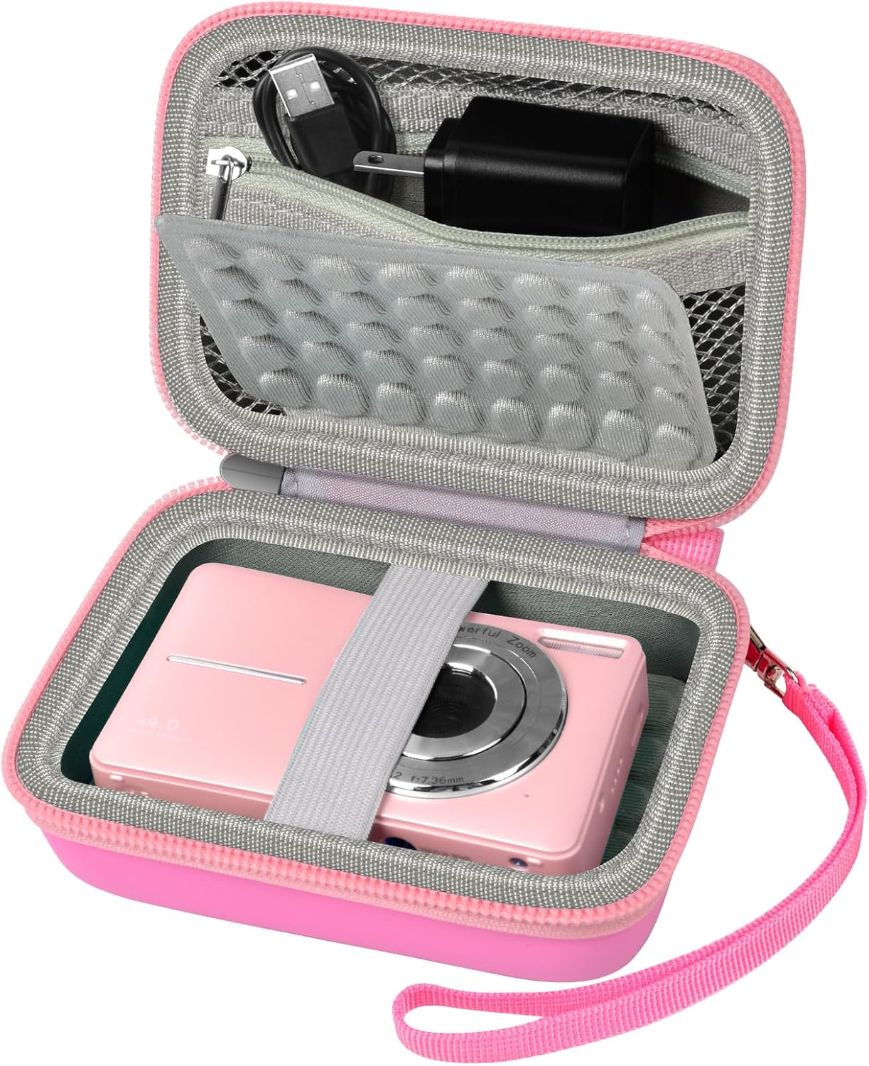Digital Camera Case Compatible with CAMKORY/ for Lecnippy/ for Lecran/ for KODAK PIXPRO/ for Qumcou/ for WONNIE Point & Shoot Cameras, Small Compact Camera Pouch for SD Card Accessories -Light Pink
