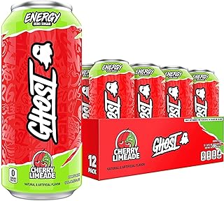 GHOST Energy Drink - 12-Pack, Cherry Limeade, 16oz - Energy & Focus & No Artificial Colors - 200mg of Natural Caffeine, L-Carnitine & Taurine - Gluten-Free & Vegan