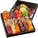 Dried Fruit & Nuts Gift Basket Arrangement Platter, Gourmet Food Snack Box, For Christmas, New Years, Birthday Care Package, Healthy Kosher - Her Him - 12 Snackberry Assortment (6-Pack)