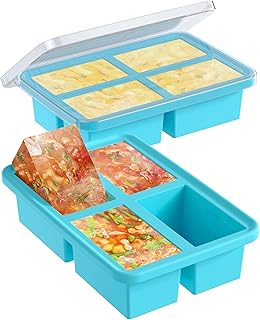 1 Cup Silicone Freezer Trays with Lid, 2 Pcs Ice Cube Freezer Molds, Silicone Ice Cube Tray, Easy Meal Prep, Silicone Mold for Soup and Food Storage