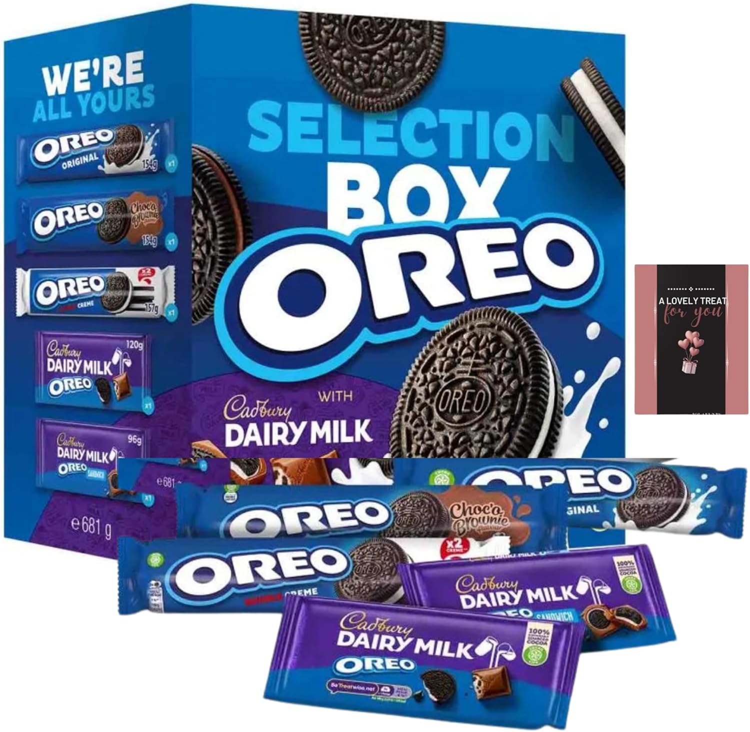 Chocolates Gift Box Dairy Milk Chocolate Oreo & Biscuits Selection & Card- Sweets Gift Box for Birthday, Thank You, Christmas Gifts For Women & Mens Gift Set Stocking Fillers, Xmas Eve Snacks Mom Dad
