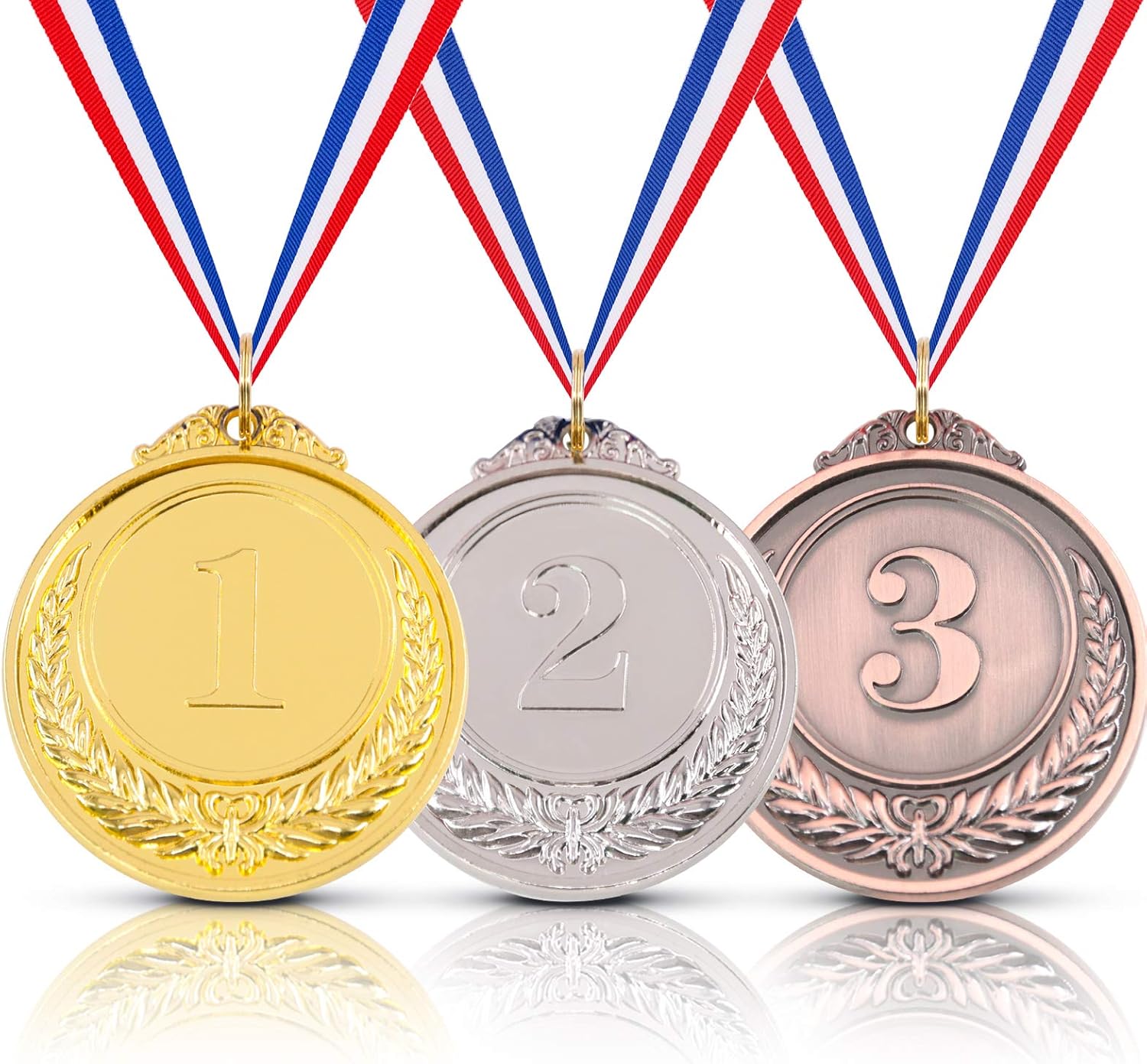 Hilitchi Gold Silver Bronze Award Medals with Ribbon Winner Awards Olympic Style for Kids School Sports Meeting Sports Events or Celebration Souvenir
