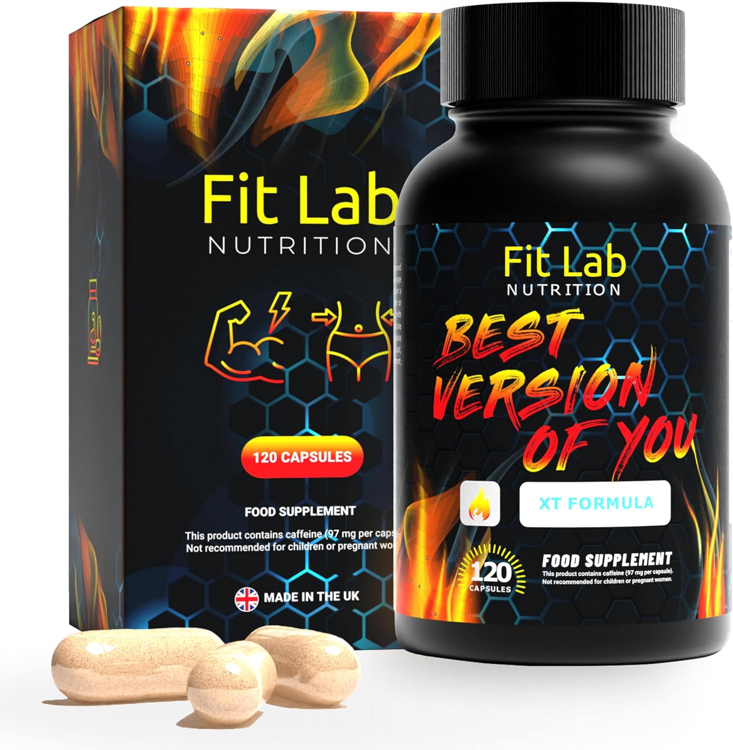 Fit Lab - Best Version of You, Food Supplement - Gym Essentials -120 Capsules - Vegan, Halal and Vegetarian Supplements for Women and Men - 60 Days Supply