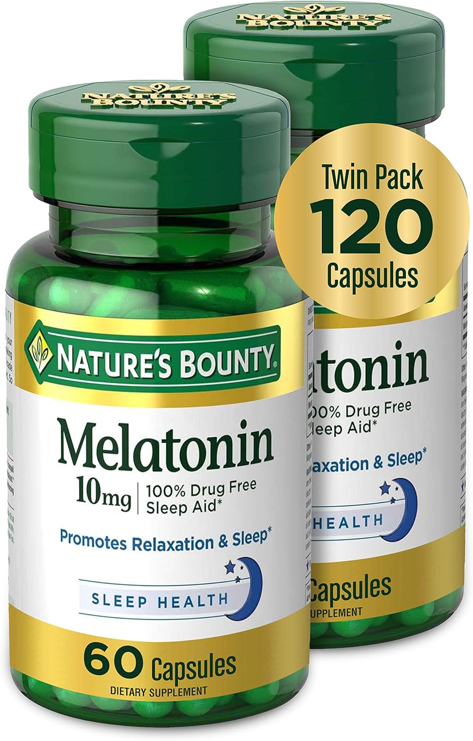 Melatonin by Nature's Bounty, 60 Count (Pack of 2)