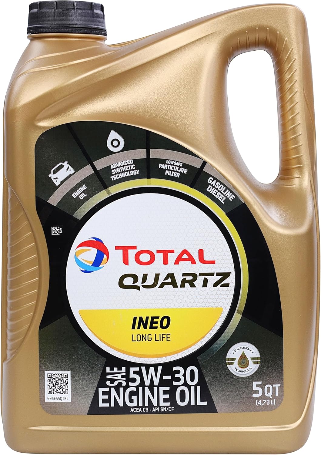 TotalEnergies Ineo Long Life 5W-30 Full Synthetic Motor Oil - Euro V Standards, Enhances Catalytic Converters & DPF Performance, Extended Service Interval - 5 Quart