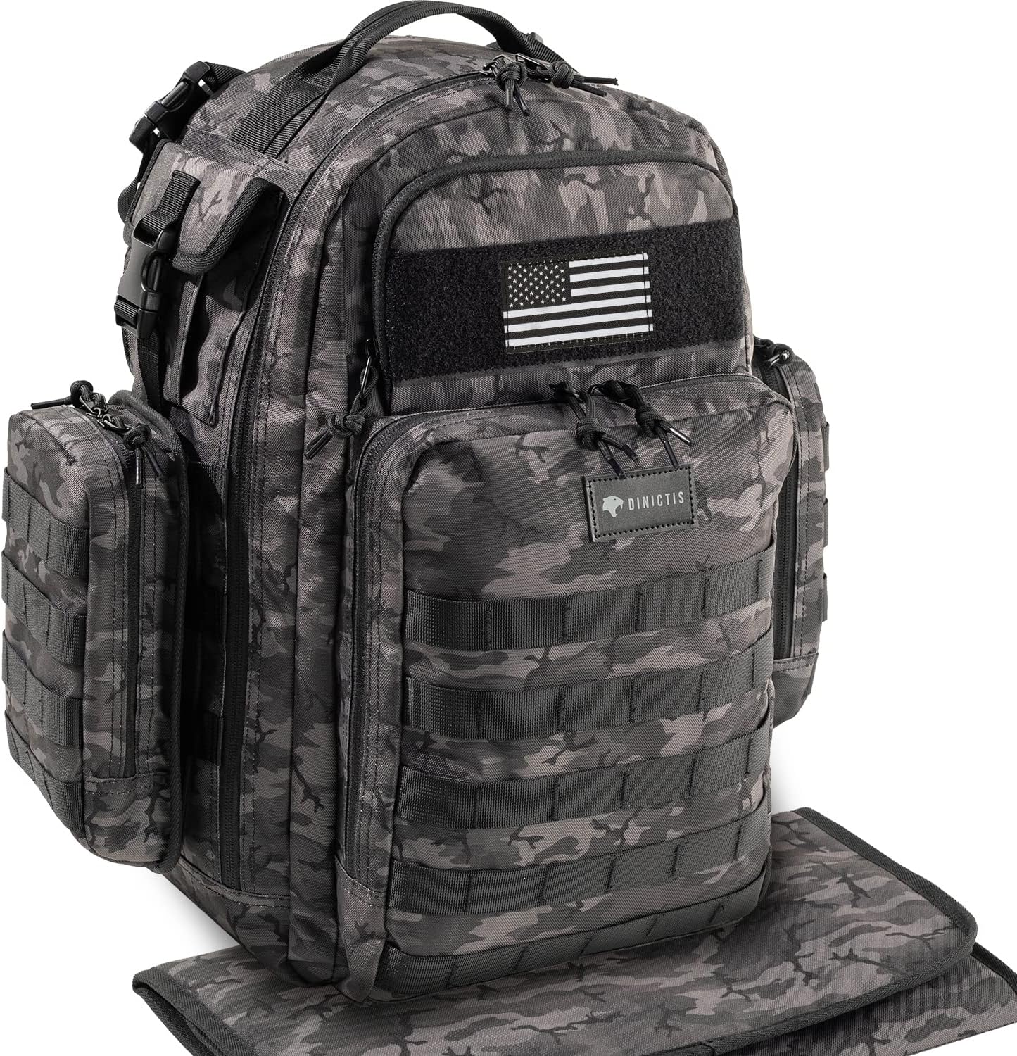 Dinictis Dad Diaper Bag, Mens Diaper Bag Backpack with Diaper Changing Mat, Military Diaper Backpack