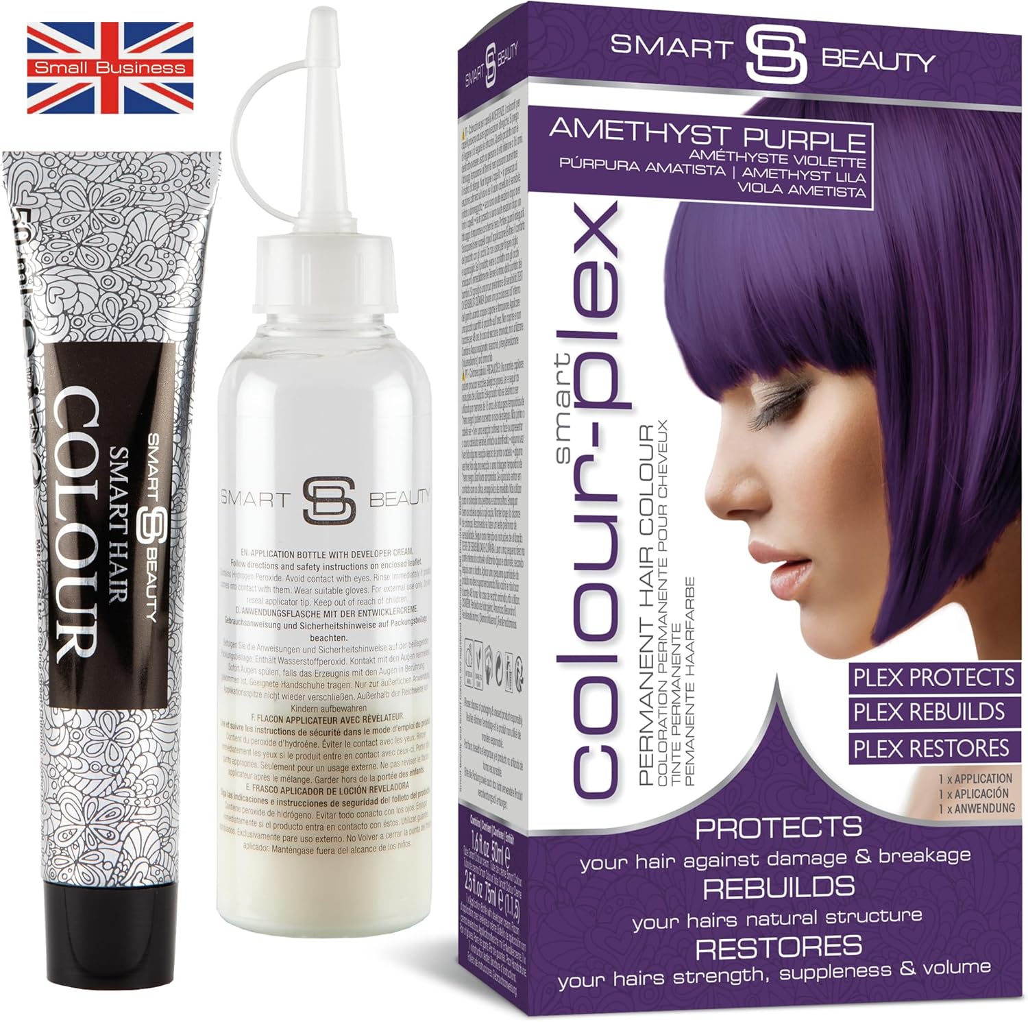 Amethyst Purple Hair Dye Permanent with Anti-Breakage Plex Hair Care, Vegan Hair Dye & Cruelty-Free, 100% Grey Coverage, Purple Hair Colour, For All Hair Types. Smart Beauty