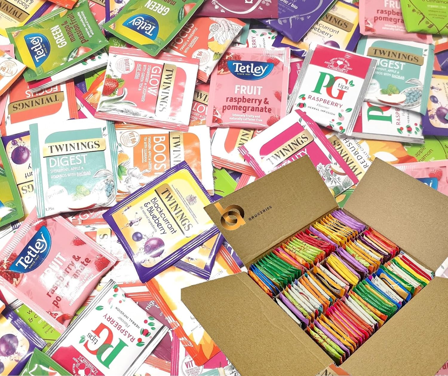 Enveloped Teas in Compartment Display Box Bags Refill Pack Large Selections of Fruit Popular Tea Flavours Blends (FRUIT TEA, x100 Tea envelopes)