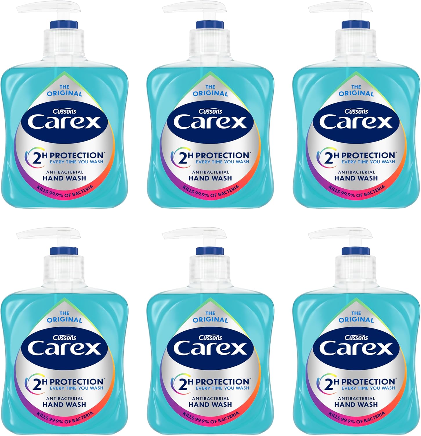 Carex Original Antibacterial Hand Wash, Clean & Protect Hands, Bulk Buy, Pack of 6 x 250 ml (Packaging may vary)