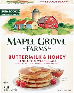 Maple Grove Farms Pancake & Waffle Mix, Buttermilk & Honey, 24 Ounce (Pack Of 6)